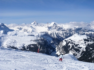 Summit of Veret drag showing Combe de Veret piste